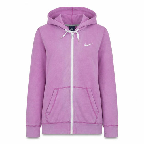 Nike Women Pink Full Zip Hoodie Size M Cotton Blend Logo Sportswear