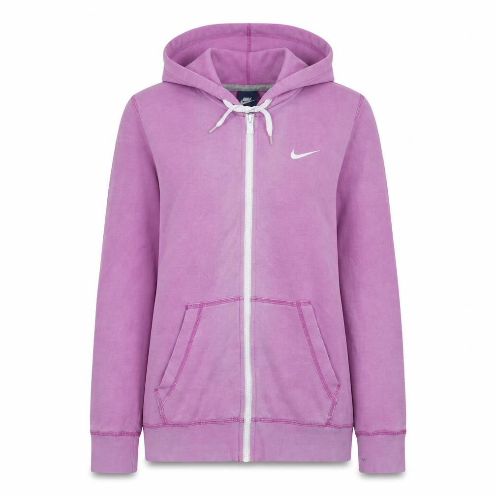 Nike Women Pink Full Zip Hoodie Size M Cotton Blend Logo Sportswear