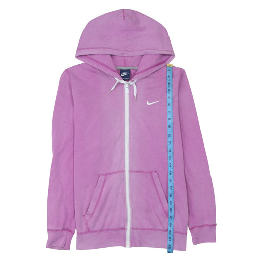 Nike Women Pink Full Zip Hoodie Size M Cotton Blend Logo Sportswear