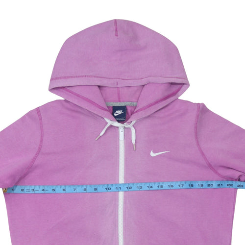 Nike Women Pink Full Zip Hoodie Size M Cotton Blend Logo Sportswear