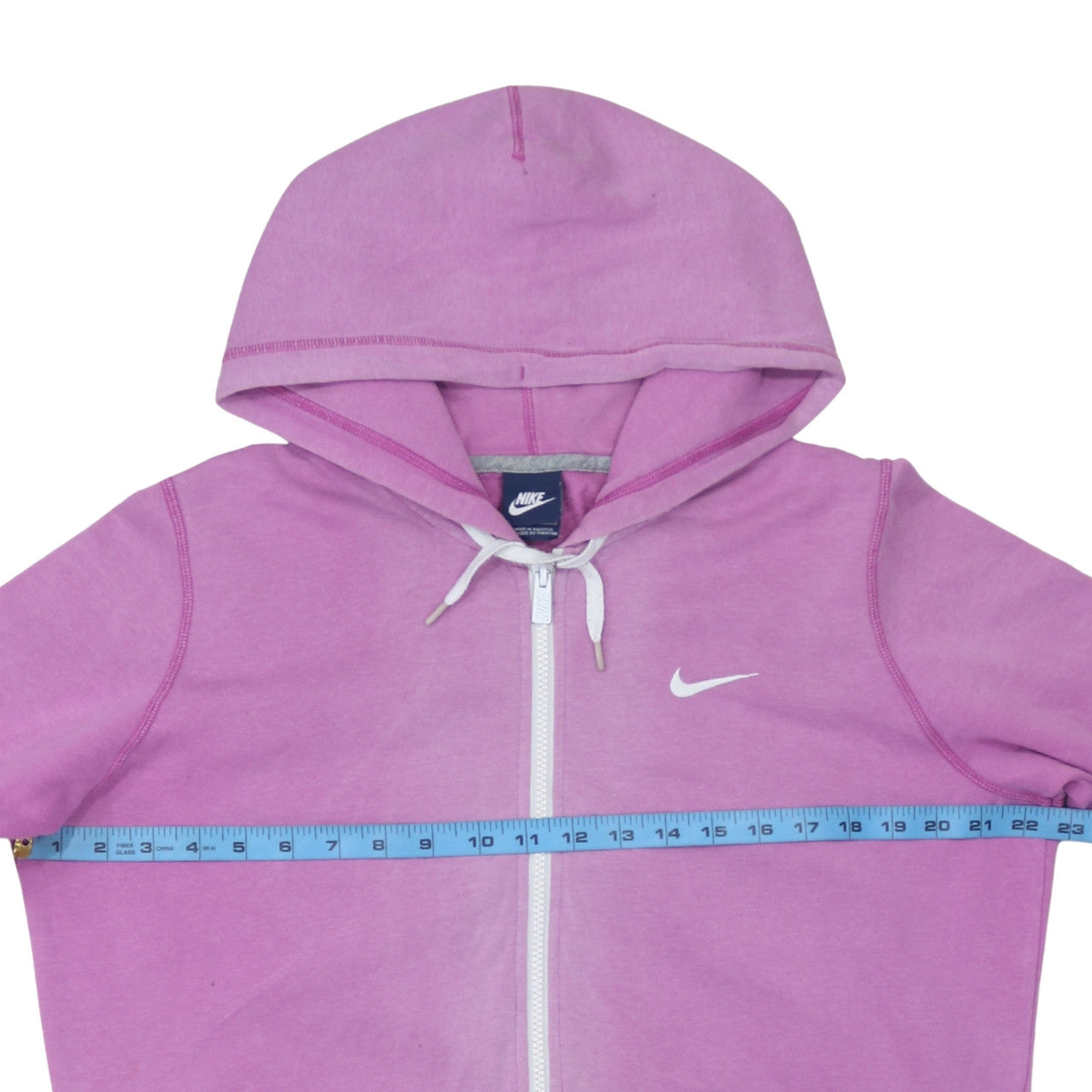 Nike Women Pink Full Zip Hoodie Size M Cotton Blend Logo Sportswear