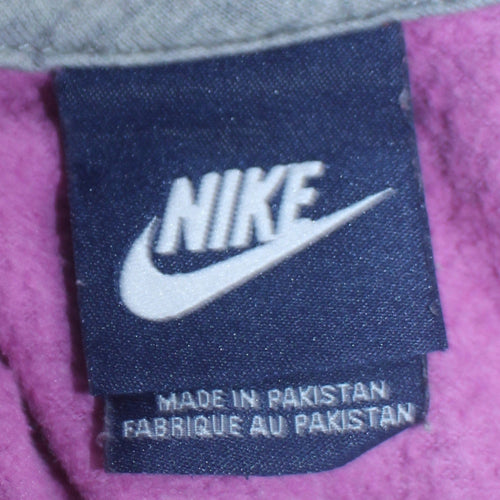 Nike Women Pink Full Zip Hoodie Size M Cotton Blend Logo Sportswear