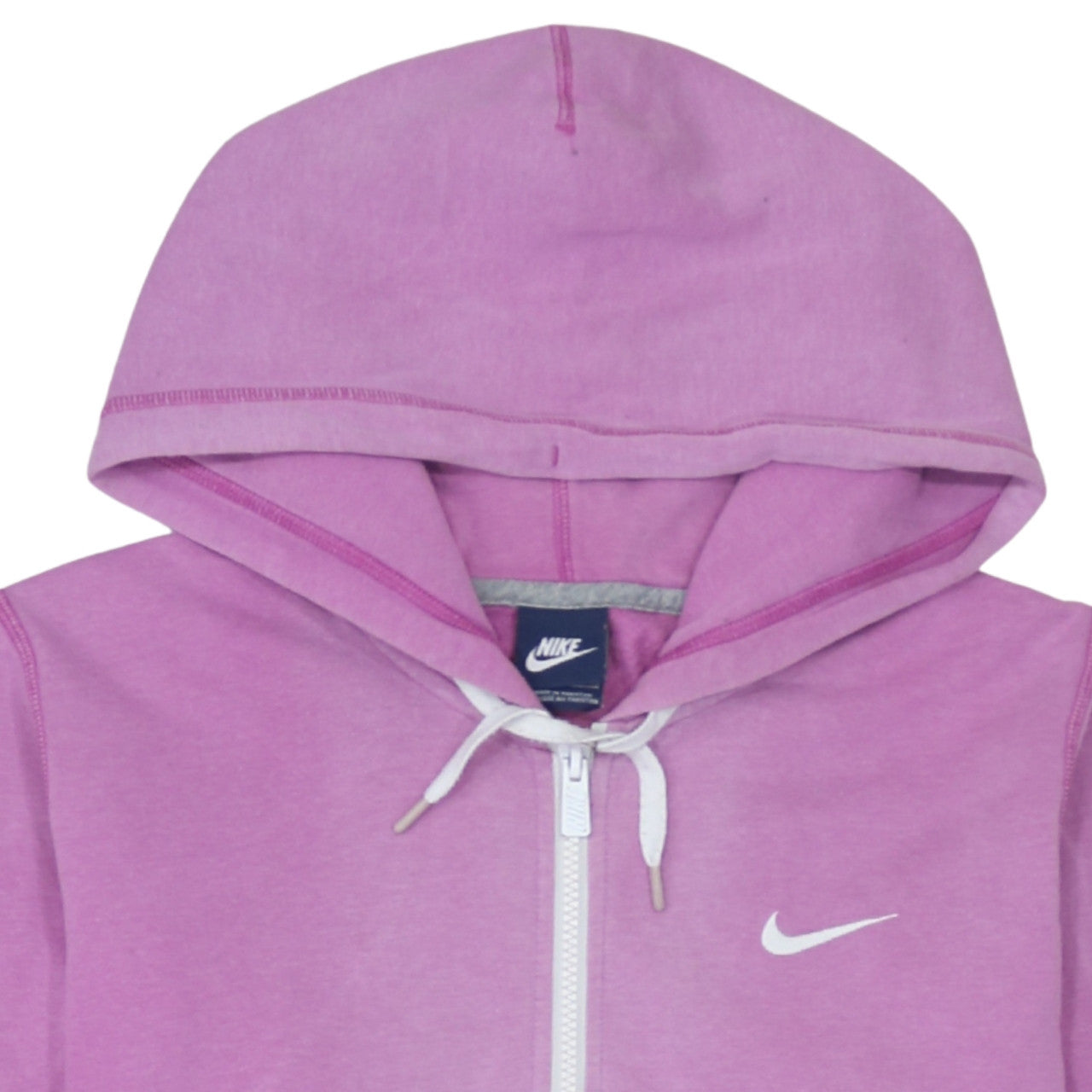 Nike Women Pink Full Zip Hoodie Size M Cotton Blend Logo Sportswear