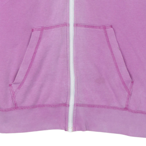 Nike Women Pink Full Zip Hoodie Size M Cotton Blend Logo Sportswear