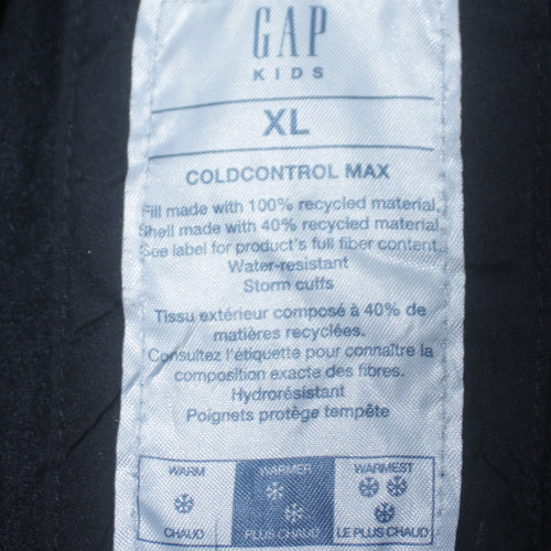 GAP Kids Boys Black XL ColdControl Max Hooded Puffer Jacket Winter Coat