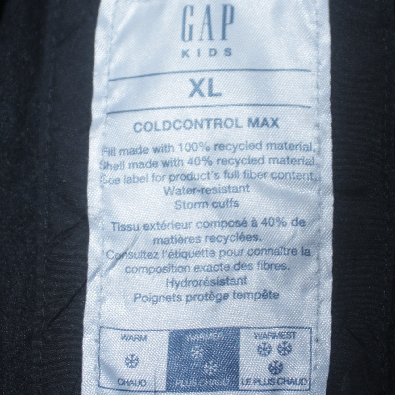 GAP Kids Boys Black XL ColdControl Max Hooded Puffer Jacket Winter Coat