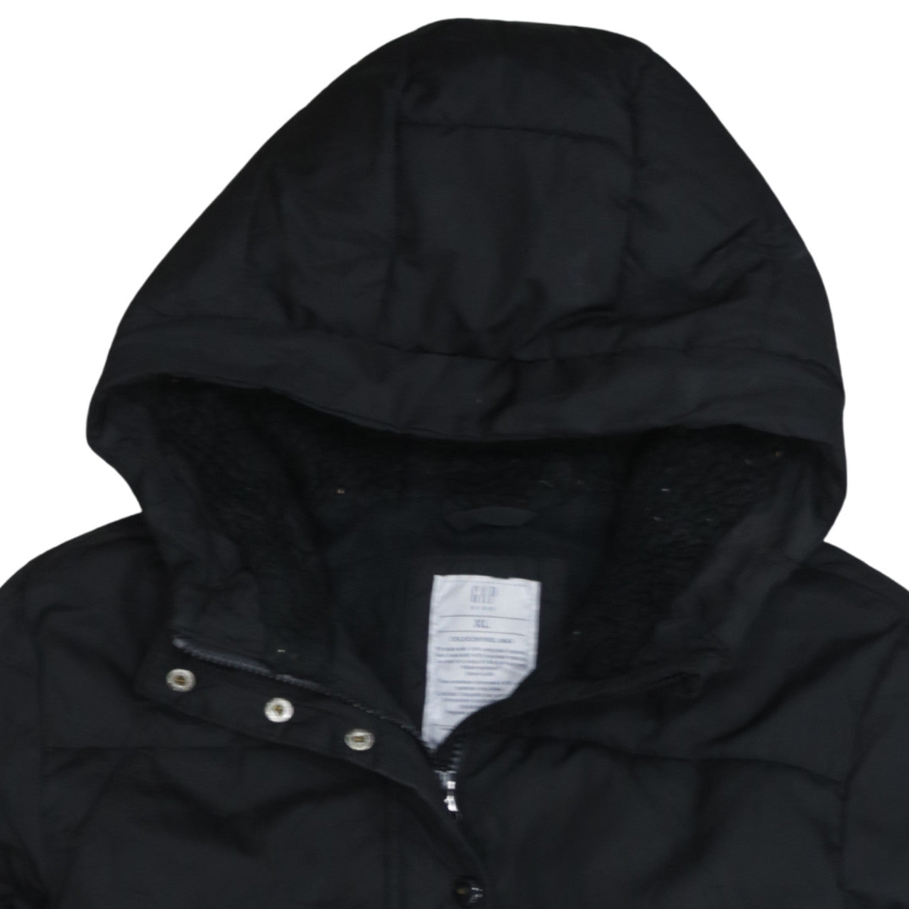 GAP Kids Boys Black XL ColdControl Max Hooded Puffer Jacket Winter Coat