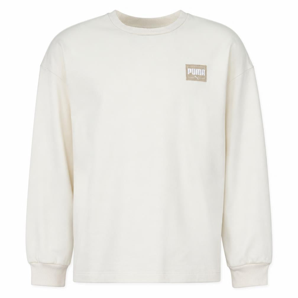 Front view of Puma Men's Beige 2XL Crew Neck Pullover Sweatshirt
