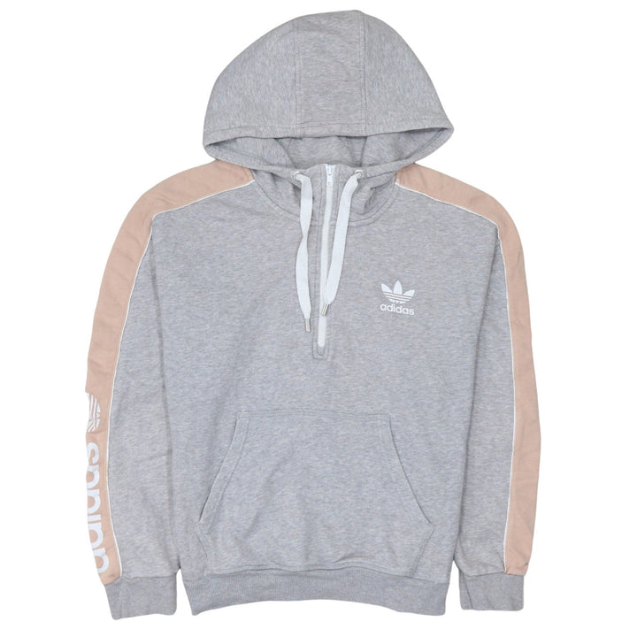 adidas Womens Grey 1/2 Zip Hooded Sweatshirt Size 12 Regular