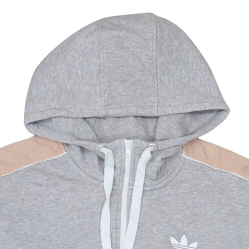 adidas Womens Grey 1/2 Zip Hooded Sweatshirt Size 12 Regular