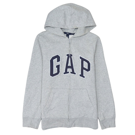 GapKids Boys Grey Full Zip Hoodie Size 13 Years Cotton Blend Logo Top