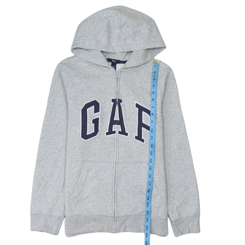 GapKids Boys Grey Full Zip Hoodie Size 13 Years Cotton Blend Logo Top