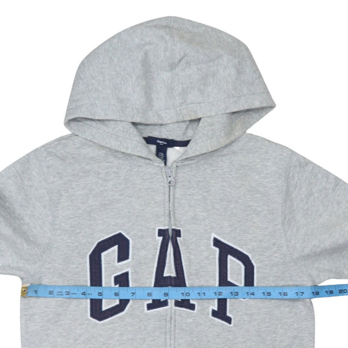 GapKids Boys Grey Full Zip Hoodie Size 13 Years Cotton Blend Logo Top