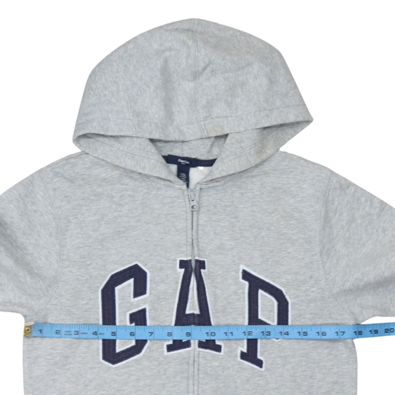 GapKids Boys Grey Full Zip Hoodie Size 13 Years Cotton Blend Logo Top