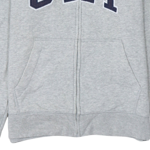 GapKids Boys Grey Full Zip Hoodie Size 13 Years Cotton Blend Logo Top