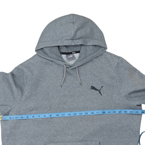 Puma Men's Grey XL Pullover Hoodie with Logo and Kangaroo Pocket