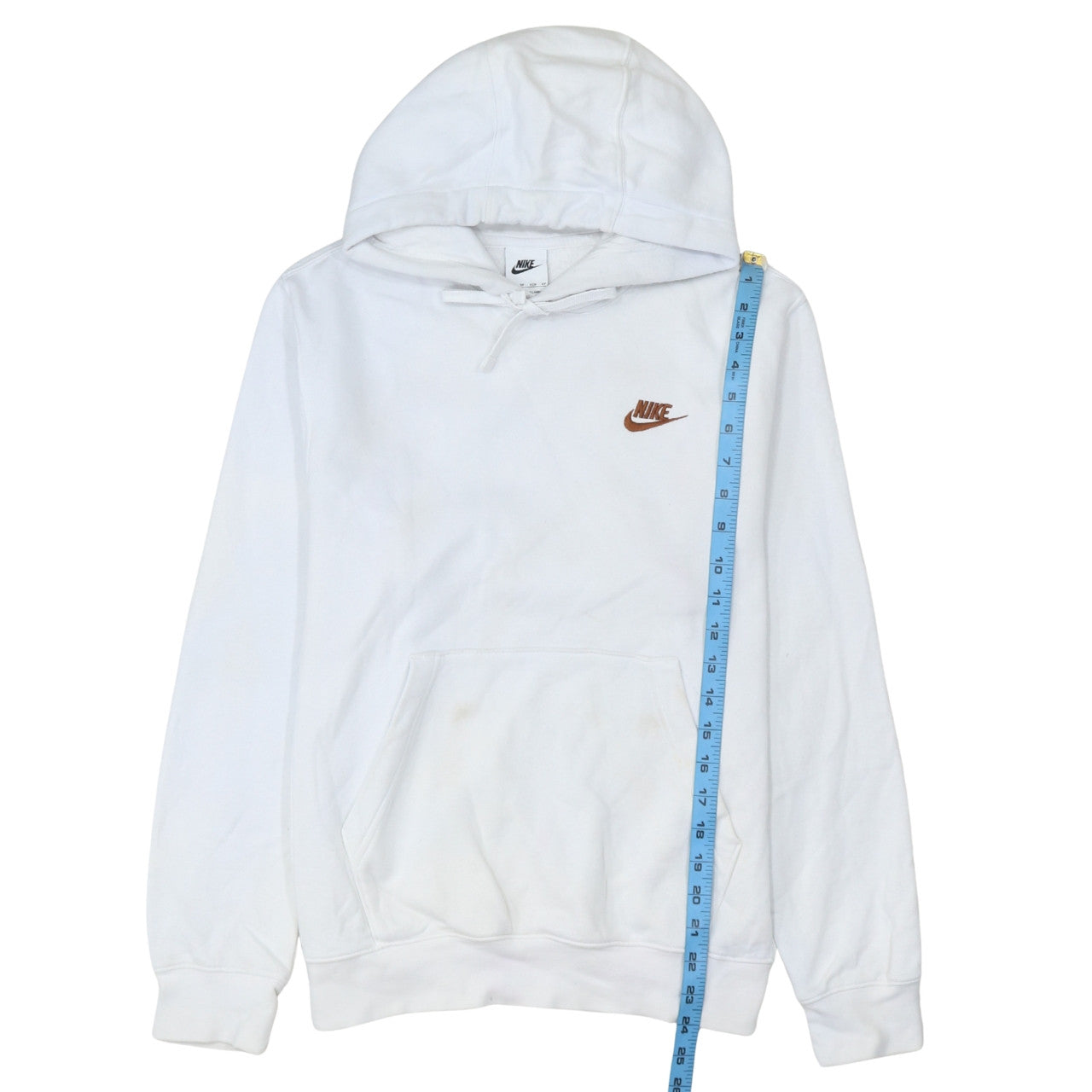 Nike Men's White XS Pullover Hoodie with Brown Logo