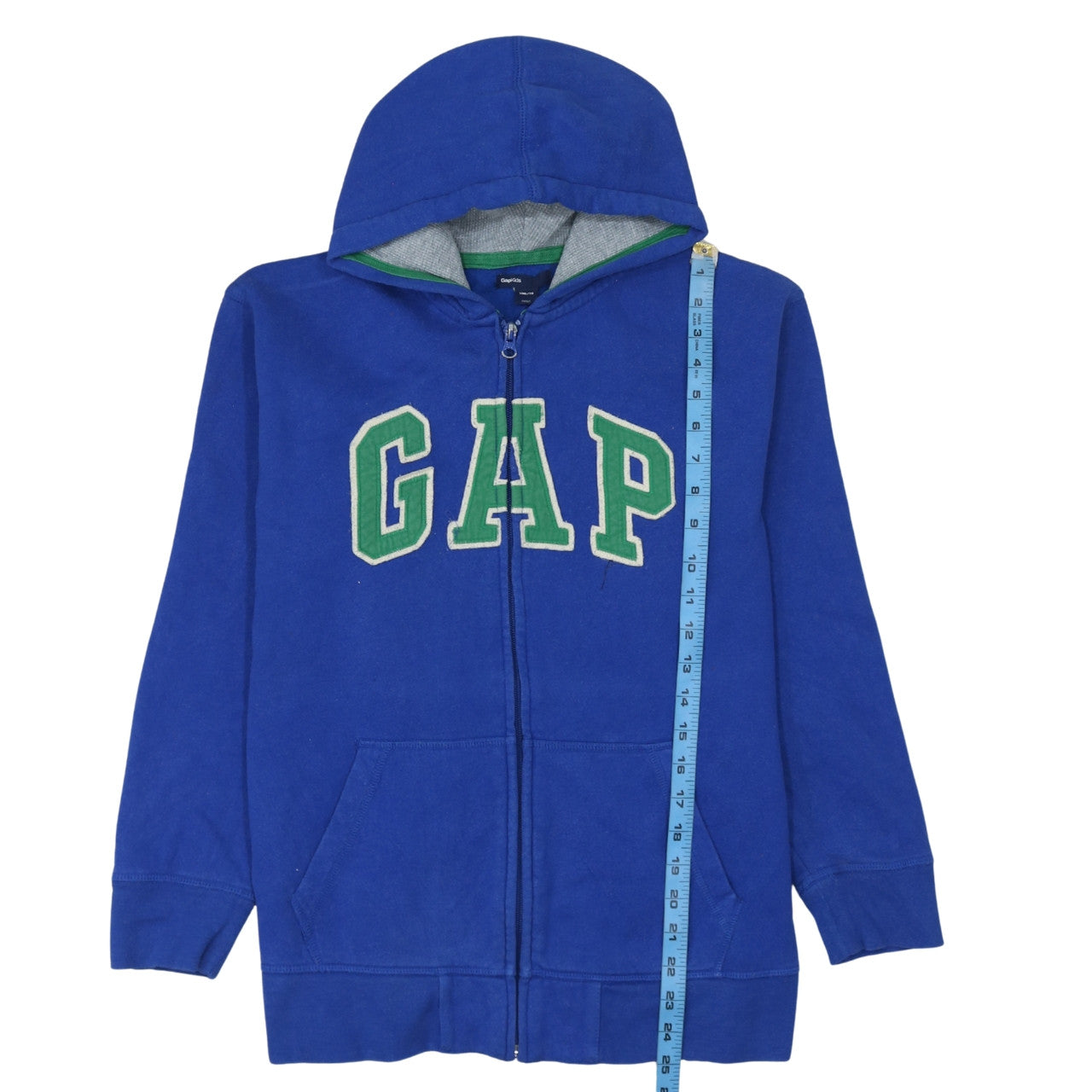 GapKids Boys Blue Full Zip Hoodie 13-14 Years Logo Hooded Sweatshirt