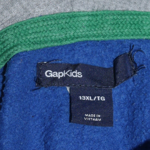 GapKids Boys Blue Full Zip Hoodie 13-14 Years Logo Hooded Sweatshirt