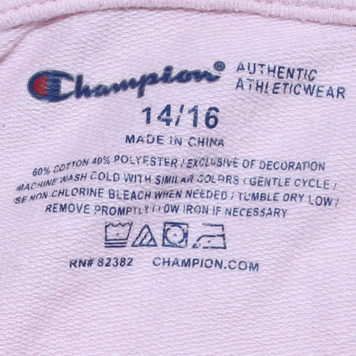 Champion Teens Pink Pullover Hoodie Size 14 Logo Graphic Sweatshirt