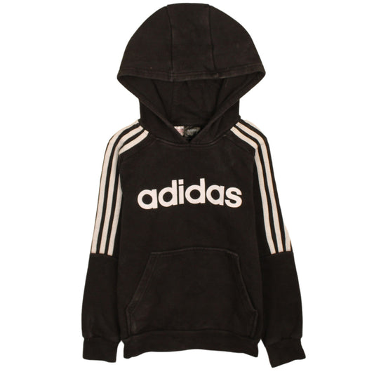Adidas Boys Black Pullover Hoodie 9-10 Years Logo Hooded Sweatshirt