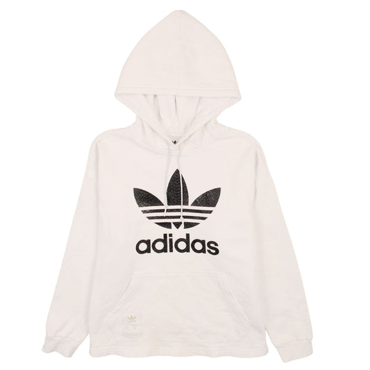 Adidas Women White Hoodie UK 10 Pullover Hooded Sweatshirt