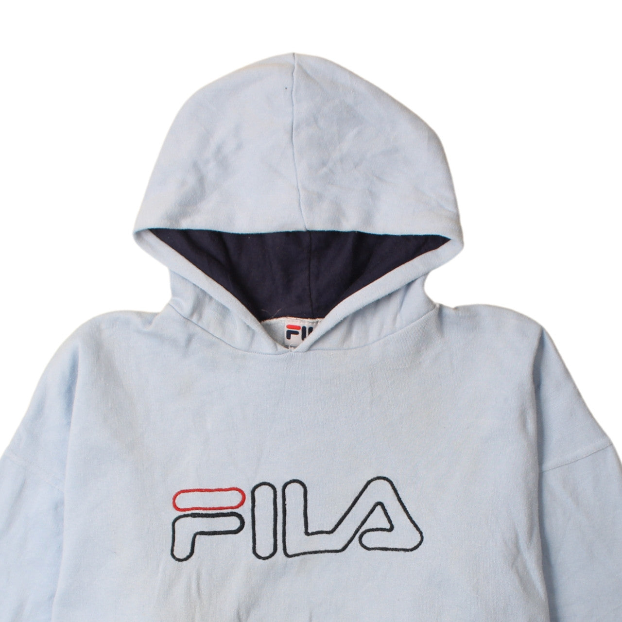 Fila Womens Light Blue Pullover Hoodie Size L Logo Embroidered