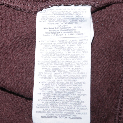 Nike Men's Brown Pullover Hoodie M Regular Fit Fleece Sweatshirt