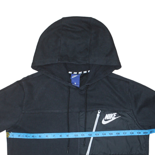 Nike Men Black Pullover Hoodie M Logo Zip Pocket Sportswear