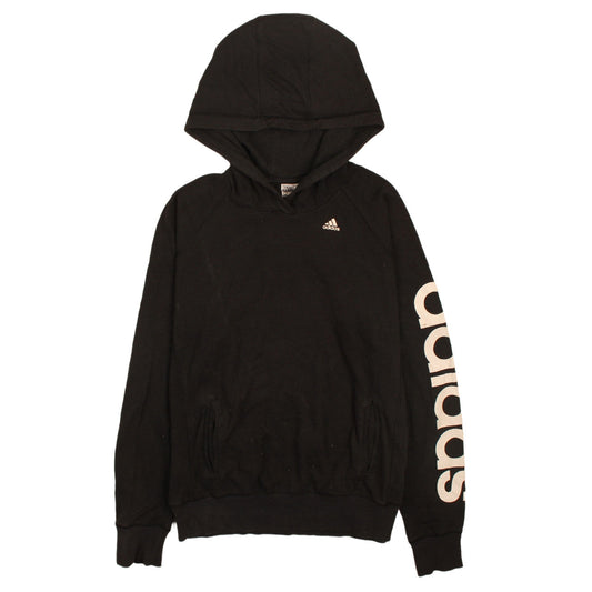 Adidas Womens Black Small Pullover Hoodie with Logo Sleeve Climalite