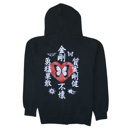 New Girl Order Womens Black Graphic Full Zip Hoodie Size 12