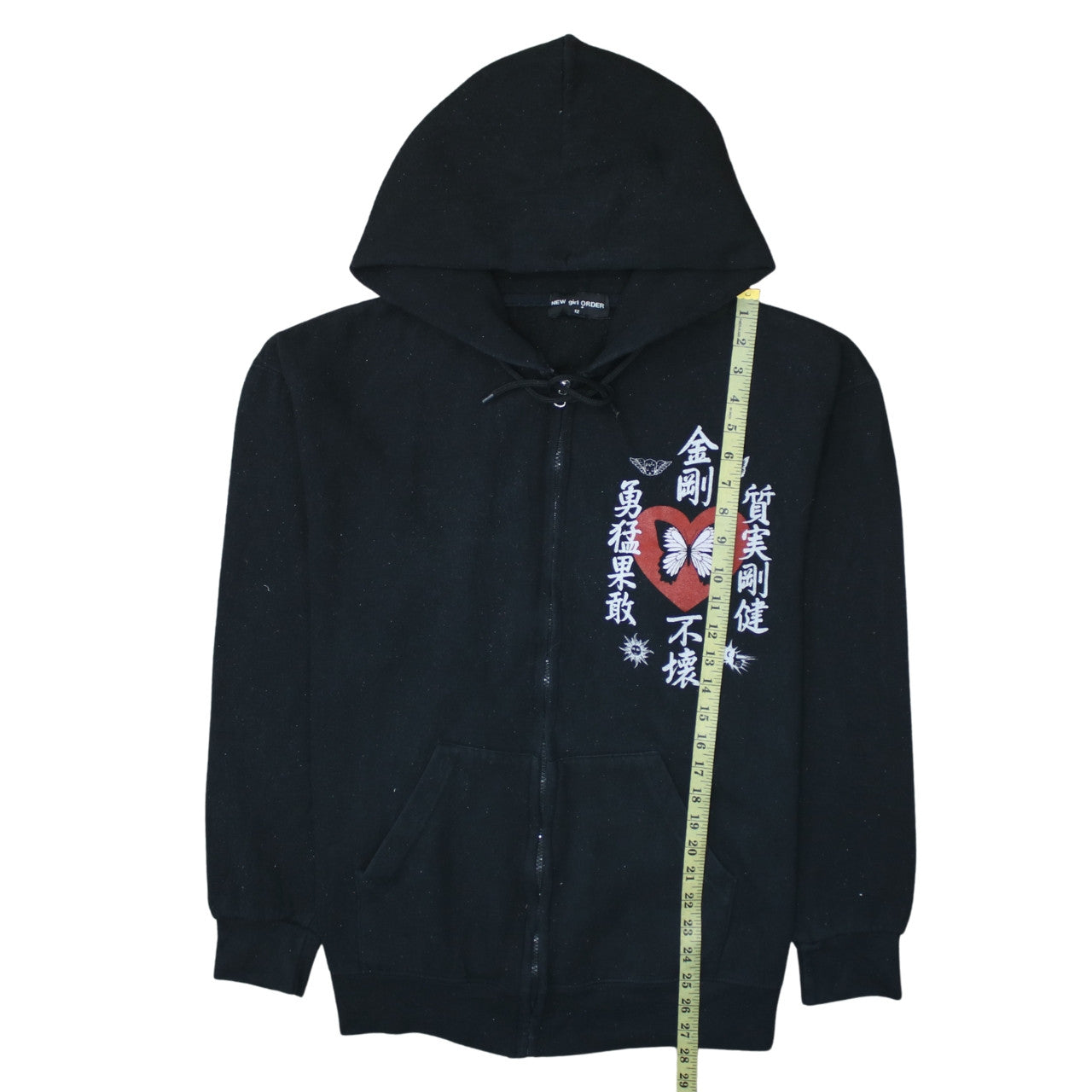 New Girl Order Womens Black Graphic Full Zip Hoodie Size 12