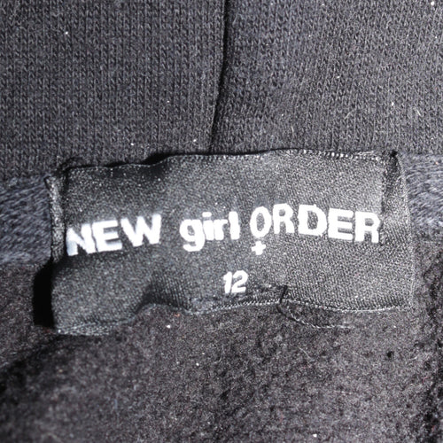 New Girl Order Womens Black Graphic Full Zip Hoodie Size 12