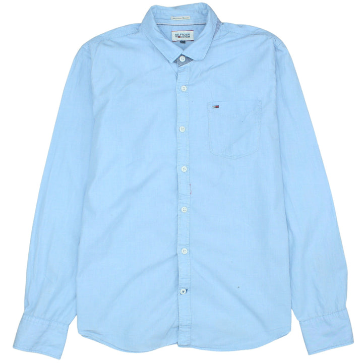 Hilfiger Denim Men's Blue Button-Down Long Sleeve Cotton Shirt M