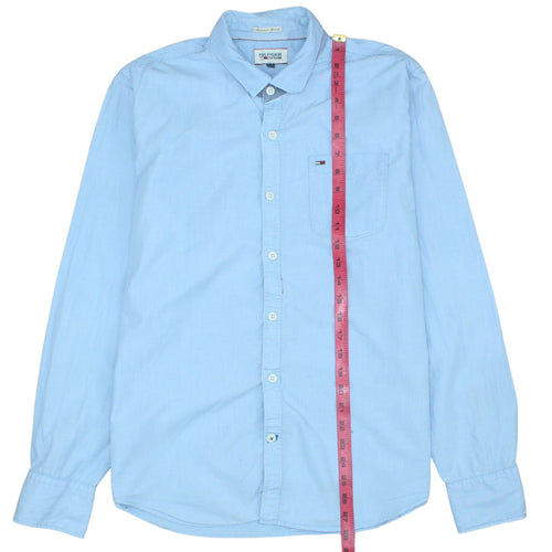 Hilfiger Denim Men's Blue Button-Down Long Sleeve Cotton Shirt M