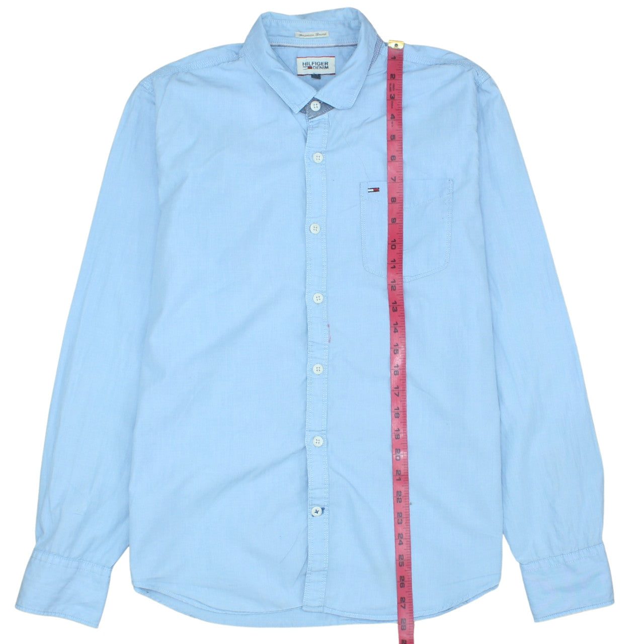 Hilfiger Denim Men's Blue Button-Down Long Sleeve Cotton Shirt M
