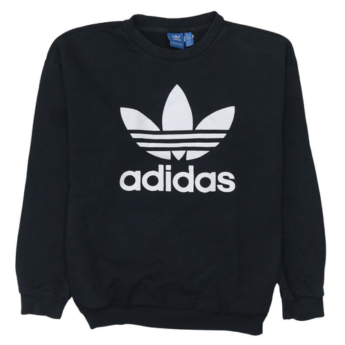 Adidas Womens Black Crew Neck Pullover Sweatshirt Size XS Classic Logo