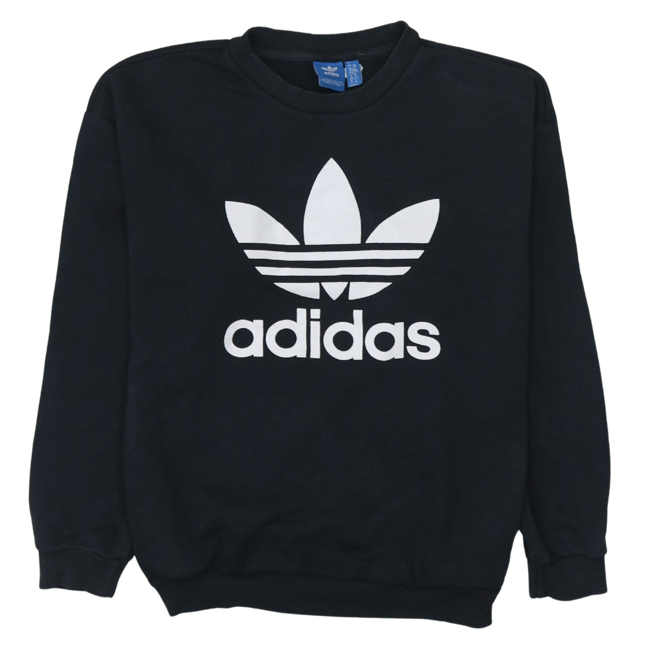 Adidas Womens Black Crew Neck Pullover Sweatshirt Size XS Classic Logo