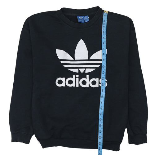 Adidas Womens Black Crew Neck Pullover Sweatshirt Size XS Classic Logo