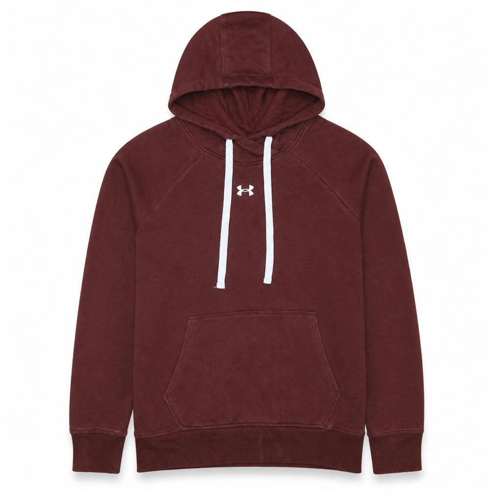 Front view of Under Armour Men’s Red Pullover Hoodie Small Relaxed Fit