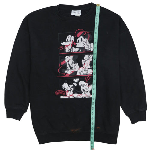 Disney Womens Black Mickey & Friends Sweatshirt Size S 10/12 100% Cotton