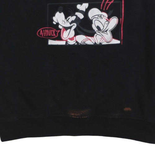Disney Womens Black Mickey & Friends Sweatshirt Size S 10/12 100% Cotton