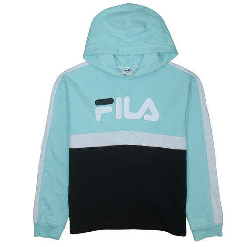 Fila Womens Mint Blue Colourblock Pullover Hoodie Size 16