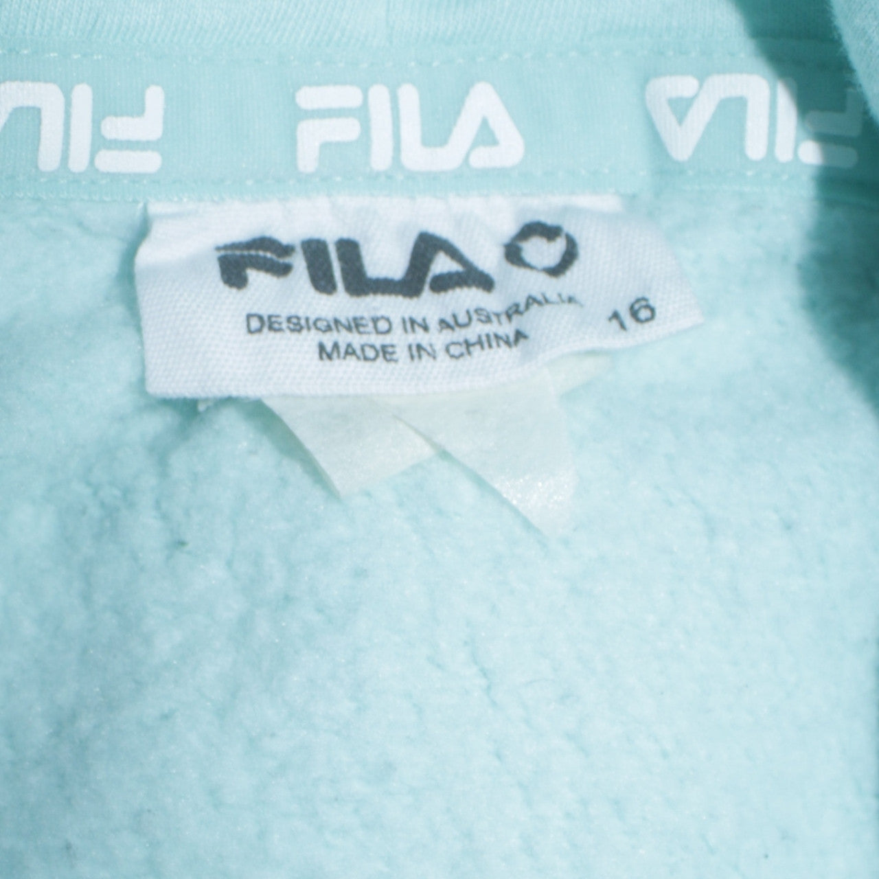 Fila Womens Mint Blue Colourblock Pullover Hoodie Size 16