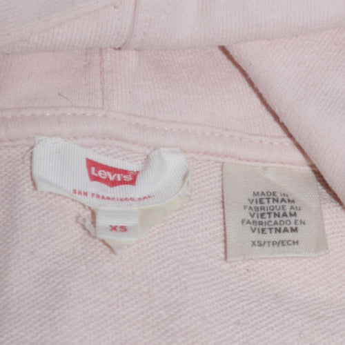 Levi's Women's Pink XS Pullover Hoodie Logo Cotton Sweatshirt