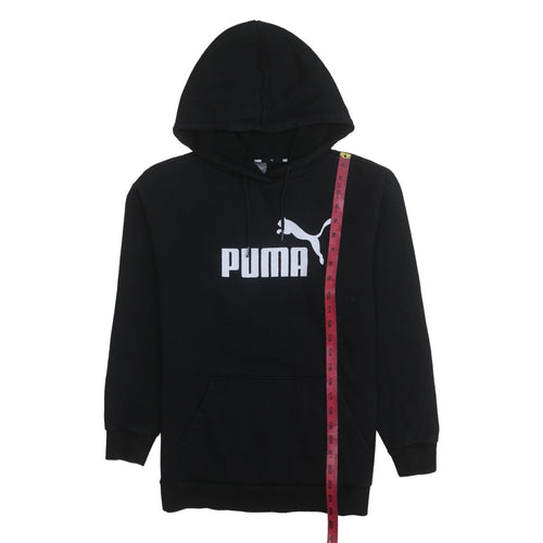 Puma Mens Black Small Pullover Hoodie Fleece Logo Sweatshirt