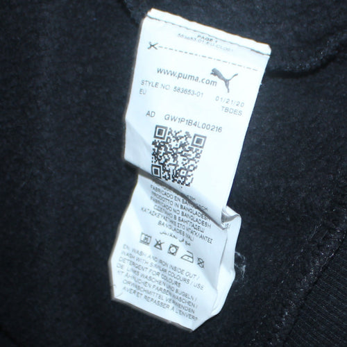 Puma Mens Black Small Pullover Hoodie Fleece Logo Sweatshirt