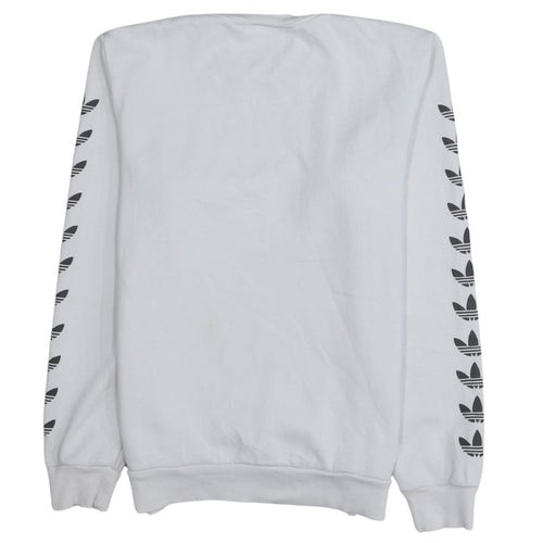 adidas Mens White XS Pullover Sweatshirt Crew Neck Logo Graphic Print