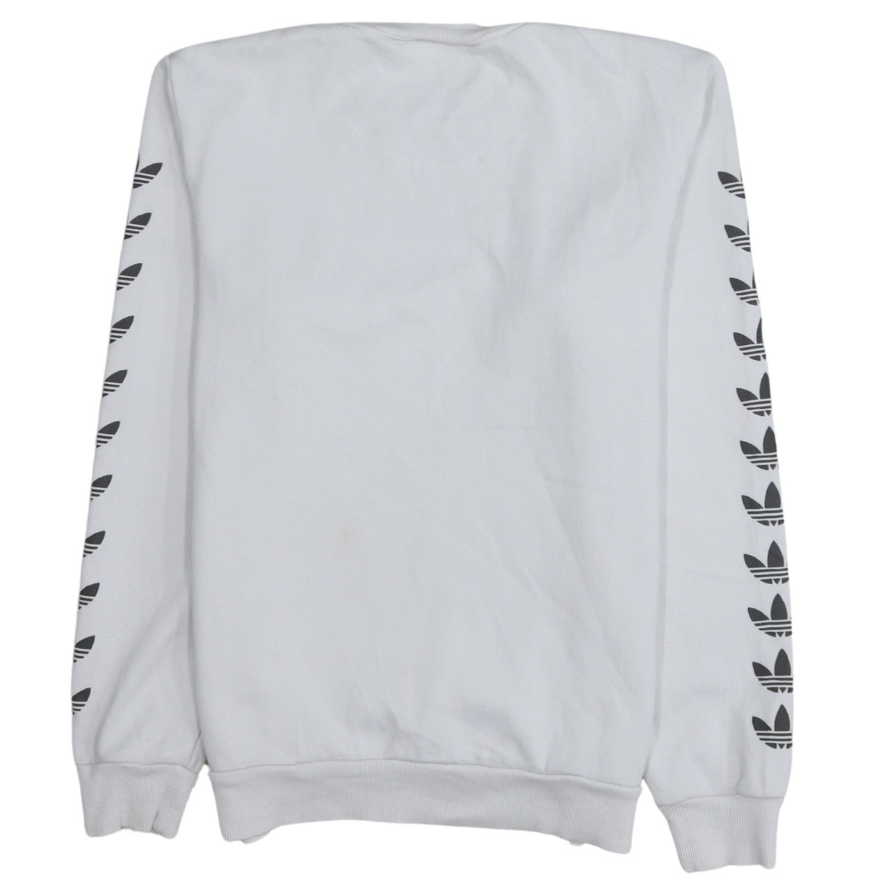 adidas Mens White XS Pullover Sweatshirt Crew Neck Logo Graphic Print