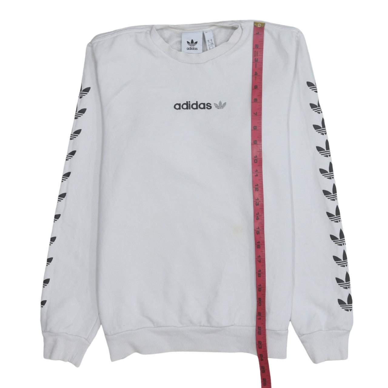 adidas Mens White XS Pullover Sweatshirt Crew Neck Logo Graphic Print
